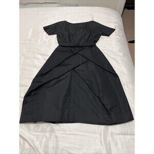 Vintage Japan ORIGAMI Dress PINK YOKOSUKA Japanese Designer S Black Cocktail LBD
